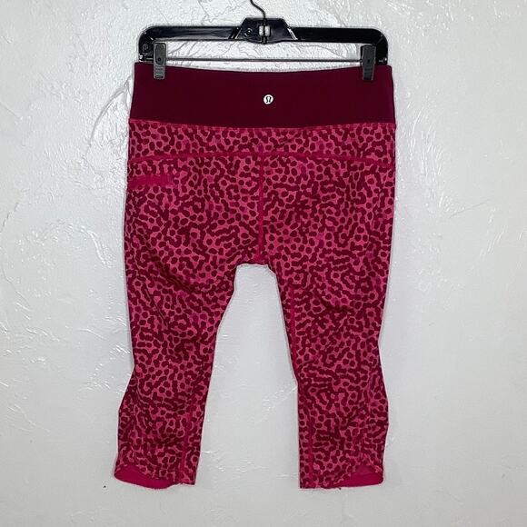 Lululemon Run Top Speed Crop Ace Spot Jewelled Magenta Leggings SZ 8 EUC - Picture 5 of 10